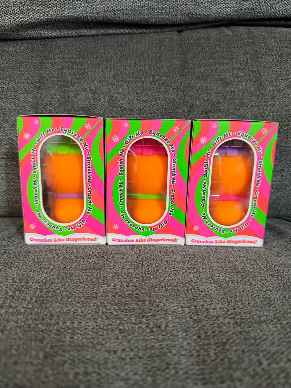 NeeDoh ULTRA RARE Ginger Glowman Squishmas Toy Orange with Pink, Green & Purple - Picture 2 of 9